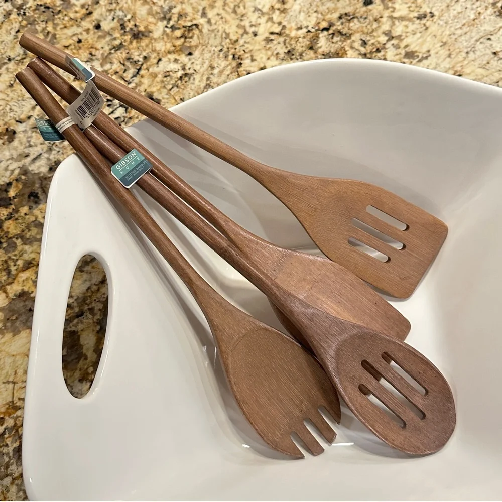 Gibson Home Acacia Wood Utensils Set of 4